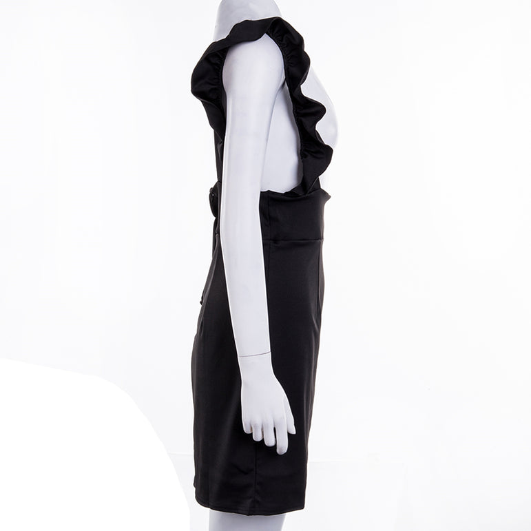 Frill Ruffle Pinafore High Waist Party Mini Dress