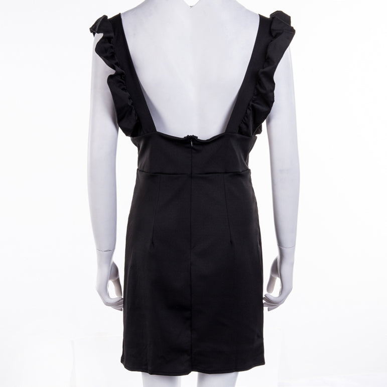 Frill Ruffle Pinafore High Waist Party Mini Dress