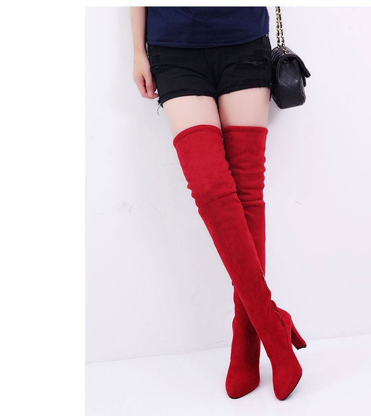 Sexy Party Fashion Leather Over Knee Heels Boots