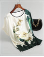 Women Silk Satin Plus Size Floral Blouse