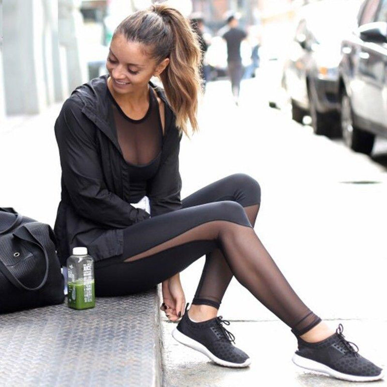 Women's sports mesh yoga pants