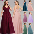 Plus Size A-Line V-Neck Tulle Elegant Dress
