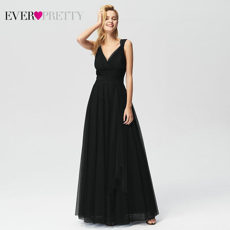 Plus Size A-Line V-Neck Tulle Elegant Dress