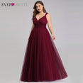 Plus Size A-Line V-Neck Tulle Elegant Dress