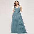 Plus Size A-Line V-Neck Tulle Elegant Dress