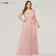 Plus Size A-Line V-Neck Tulle Elegant Dress