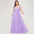 Plus Size A-Line V-Neck Tulle Elegant Dress