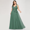 Plus Size A-Line V-Neck Tulle Elegant Dress