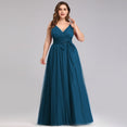 Plus Size A-Line V-Neck Tulle Elegant Dress