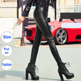 Autumn Winter Women Thin Velvet PU Leather Pants