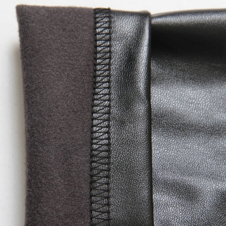 Autumn Winter Women Thin Velvet PU Leather Pants