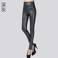 Autumn Winter Women Thin Velvet PU Leather Pants