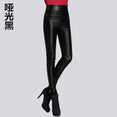 Autumn Winter Women Thin Velvet PU Leather Pants