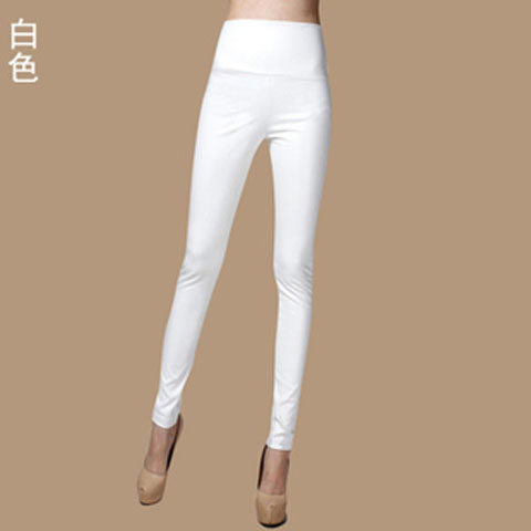 Autumn Winter Women Thin Velvet PU Leather Pants