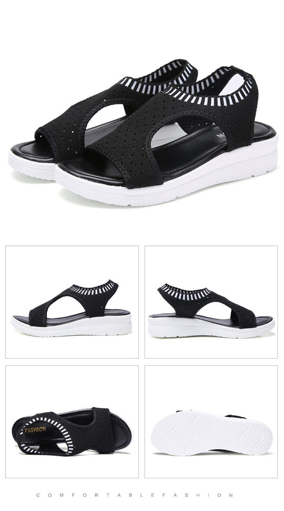 Toe Wedges Women Summer Breathable Knitting Sandals