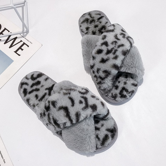 Winter Women House Faux Fur Fashion Slippers