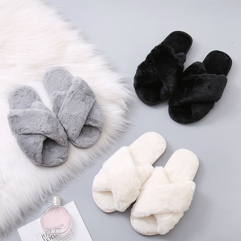 Winter Women House Faux Fur Fashion Slippers