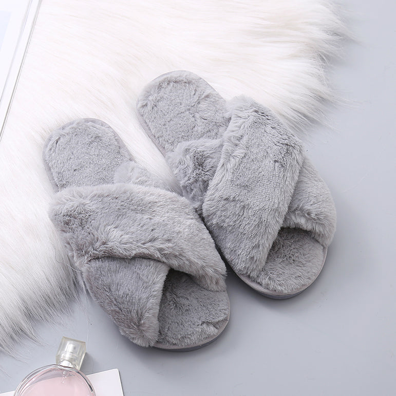 Winter Women House Faux Fur Fashion Slippers