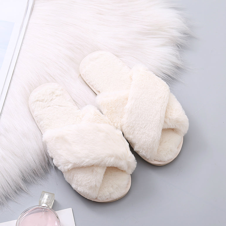 Winter Women House Faux Fur Fashion Slippers