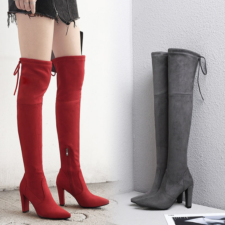 Sexy Party Fashion Leather Over Knee Heels Boots