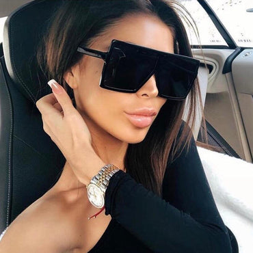 Plastic Oversized Women Square Sunglasses
