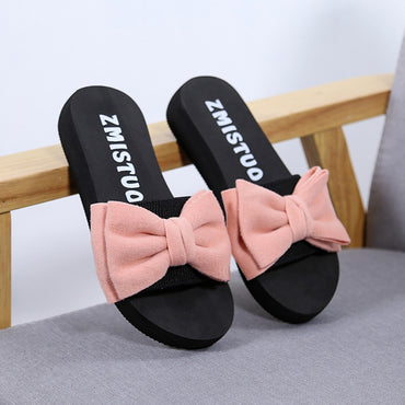 Women Bow Summer Slipper Indoor Outdoor Flip-flops