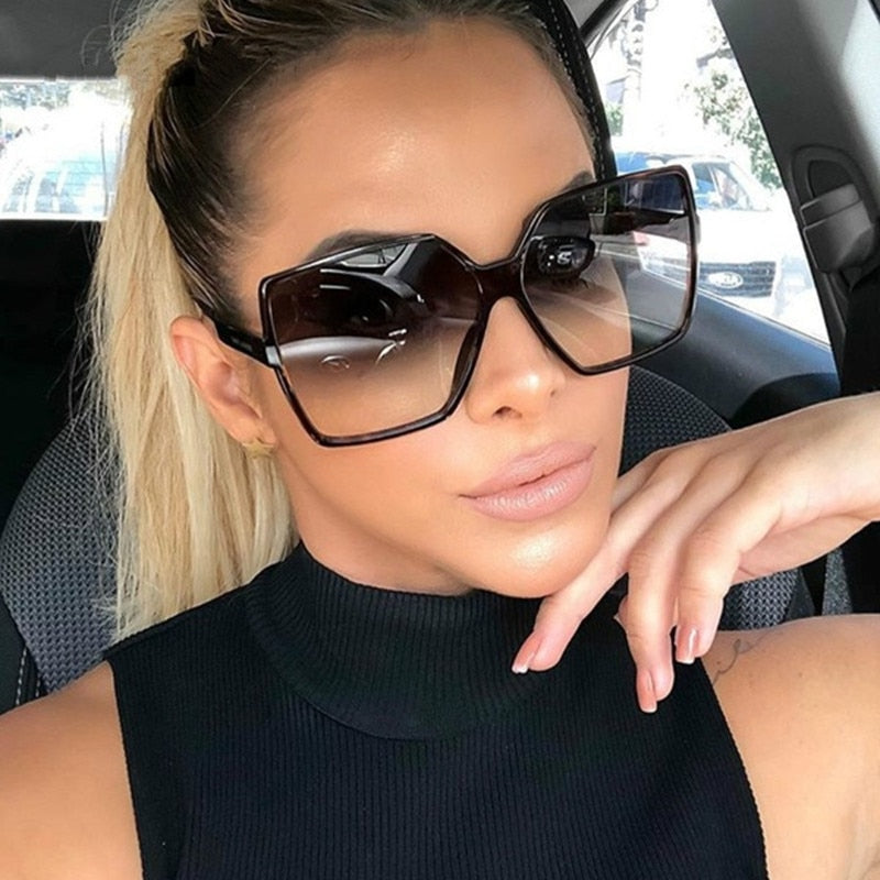 Gradient Plastic Fashion Women Oversize Sunglasses