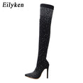 Crystal Stretch Fabric Sock Boots