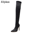Crystal Stretch Fabric Sock Boots