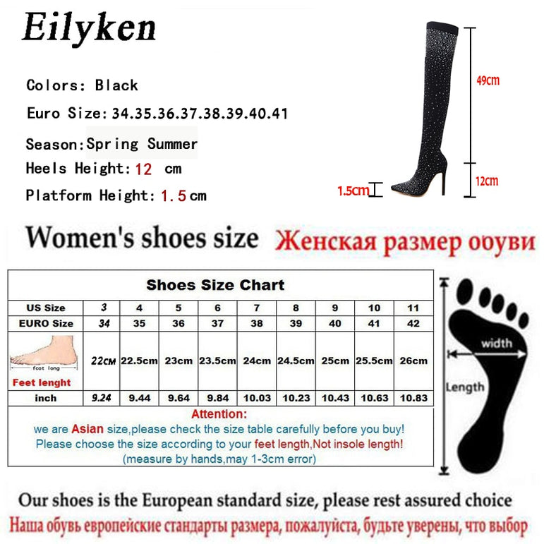 Crystal Stretch Fabric Sock Boots