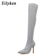 Crystal Stretch Fabric Sock Boots