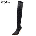 Crystal Stretch Fabric Sock Boots