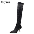 Crystal Stretch Fabric Sock Boots