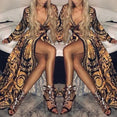 Retro Bohemian Floral Print Gold Maxi Dress