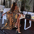 Retro Bohemian Floral Print Gold Maxi Dress