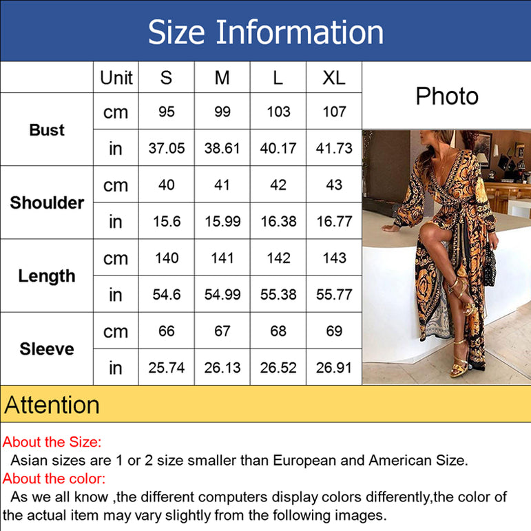 Retro Bohemian Floral Print Gold Maxi Dress