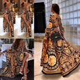 Retro Bohemian Floral Print Gold Maxi Dress