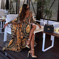 Retro Bohemian Floral Print Gold Maxi Dress