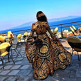 Retro Bohemian Floral Print Gold Maxi Dress