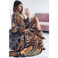 Retro Bohemian Floral Print Gold Maxi Dress