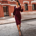 V Neck off shoulder Elegant midi dress