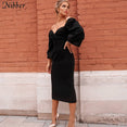 V Neck off shoulder Elegant midi dress