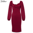 V Neck off shoulder Elegant midi dress