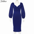 V Neck off shoulder Elegant midi dress
