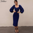 V Neck off shoulder Elegant midi dress