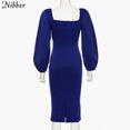V Neck off shoulder Elegant midi dress
