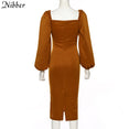V Neck off shoulder Elegant midi dress