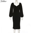 V Neck off shoulder Elegant midi dress