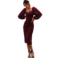 V Neck off shoulder Elegant midi dress
