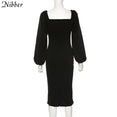 V Neck off shoulder Elegant midi dress